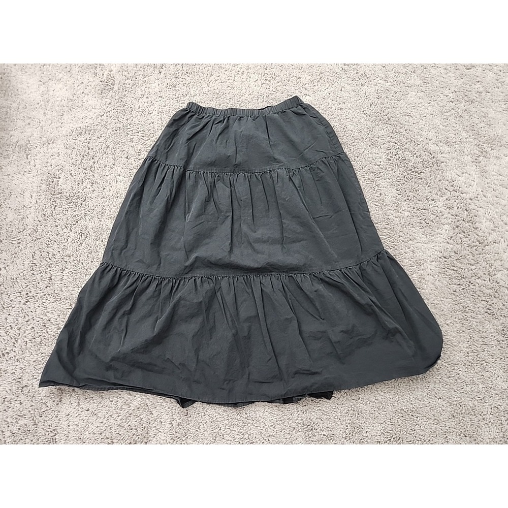 Forever 21 Tiered Midi Skirt Womens S Black Flowy Elastic Waist Boho Cottagecore
